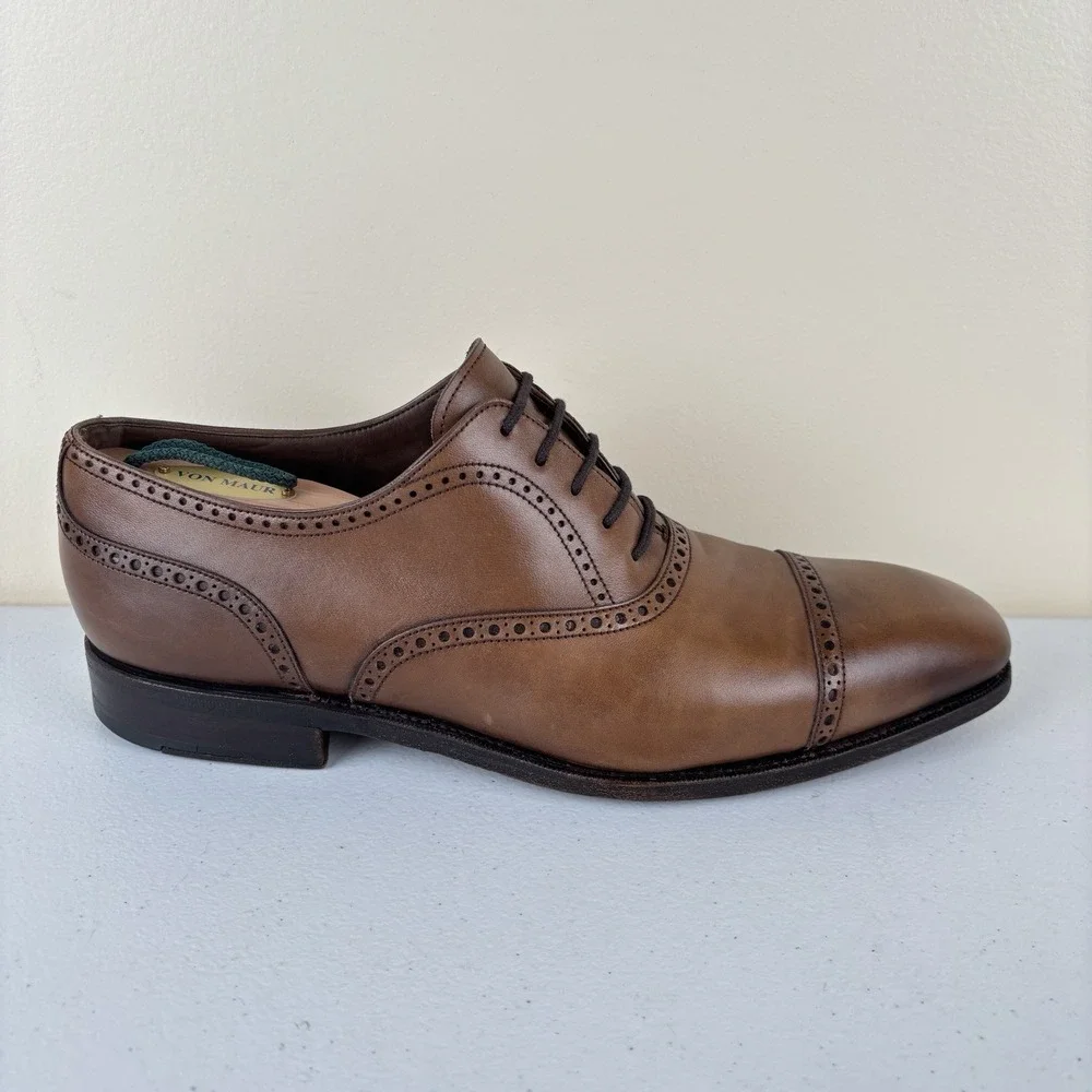Carmina Dress Shoes Mens UK8.5/US‎ 9.5 EE Wide Brown Cap Toe Oxford Brogue